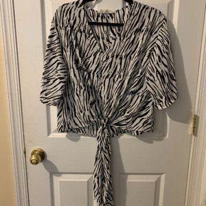 Zebra print top with tie